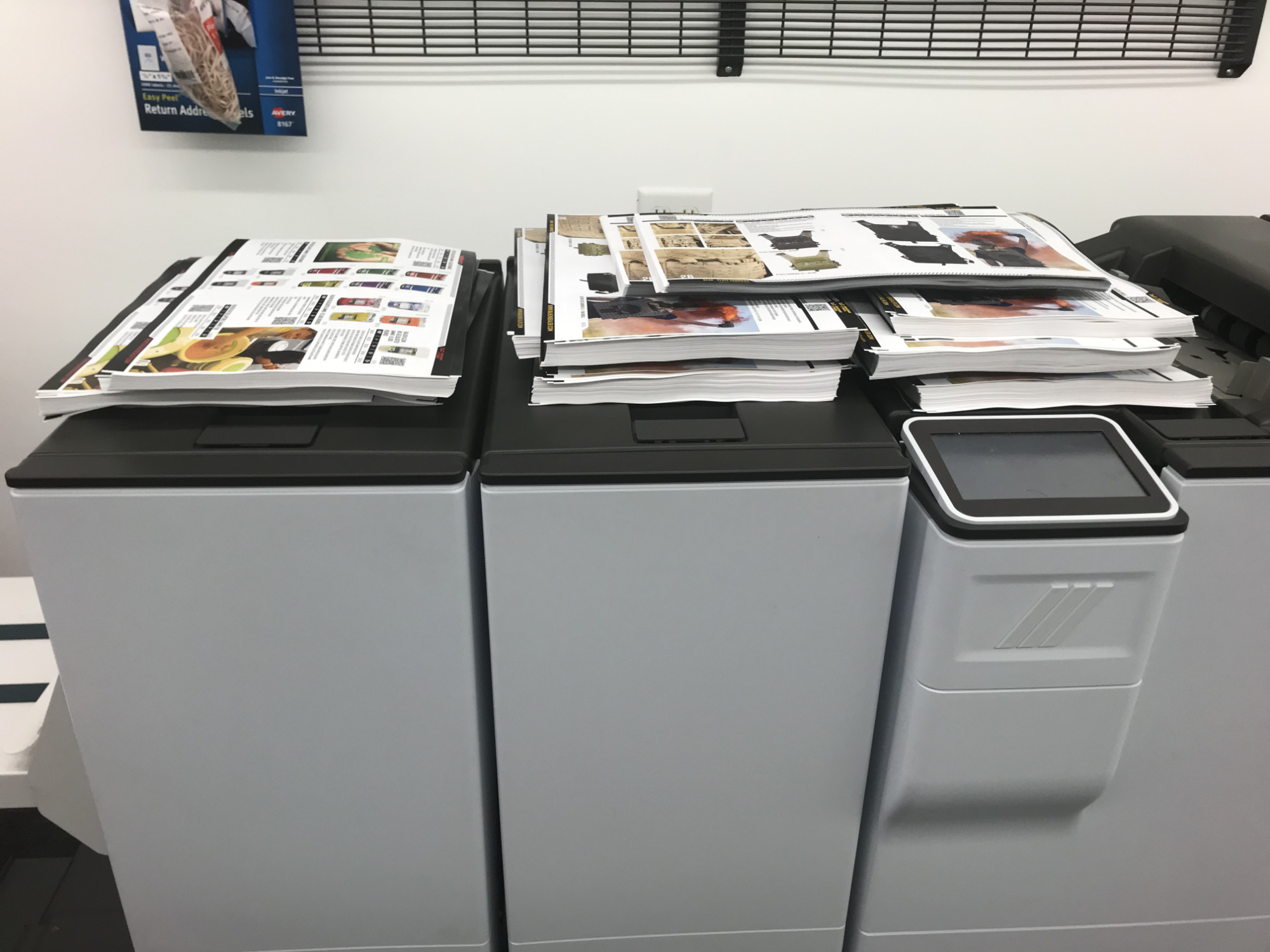 Internal catalog pages, printed and cut just waiting to be bound.
